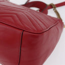 GUCCI GG Marmont Hand Bag Leather 2way Red Gold Tone 498110 Auth ep16711V-21