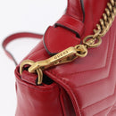 GUCCI GG Marmont Hand Bag Leather 2way Red Gold Tone 498110 Auth ep16711V-23