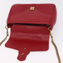 GUCCI GG Marmont Hand Bag Leather 2way Red Gold Tone 498110 Auth ep16711V-24
