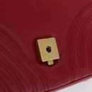 GUCCI GG Marmont Hand Bag Leather 2way Red Gold Tone 498110 Auth ep16711V-28