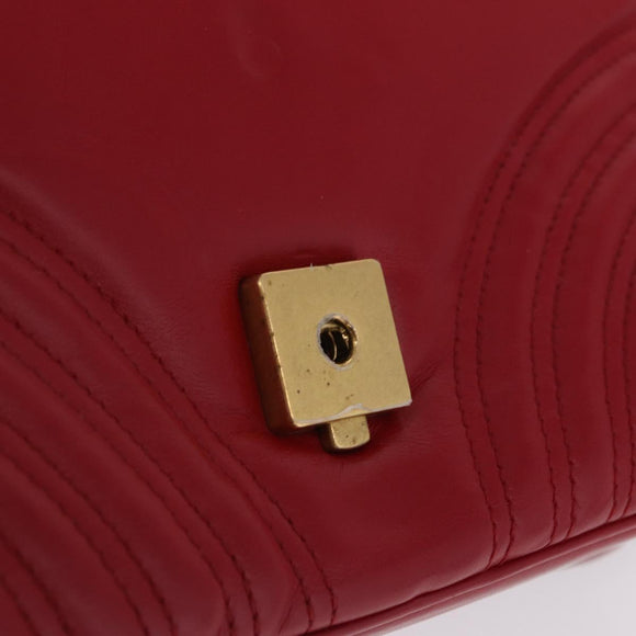 GUCCI GG Marmont Hand Bag Leather 2way Red Gold Tone 498110 Auth ep16711V