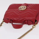 GUCCI GG Marmont Hand Bag Leather 2way Red Gold Tone 498110 Auth ep16711V-6