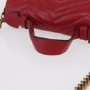 GUCCI GG Marmont Hand Bag Leather 2way Red Gold Tone 498110 Auth ep16711V-7