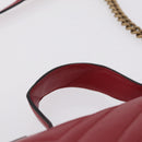 GUCCI GG Marmont Hand Bag Leather 2way Red Gold Tone 498110 Auth ep16711V-14