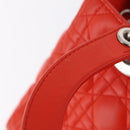 Christian Dior Lady Dior Canage Hand Bag Leather 2way Red Silver Auth ep16721V-10