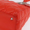 Christian Dior Lady Dior Canage Hand Bag Leather 2way Red Silver Auth ep16721V-16