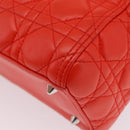 Christian Dior Lady Dior Canage Hand Bag Leather 2way Red Silver Auth ep16721V-18