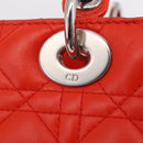Christian Dior Lady Dior Canage Hand Bag Leather 2way Red Silver Auth ep16721V-19