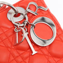 Christian Dior Lady Dior Canage Hand Bag Leather 2way Red Silver Auth ep16721V-21