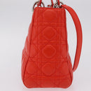 Christian Dior Lady Dior Canage Hand Bag Leather 2way Red Silver Auth ep16721V-5