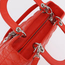 Christian Dior Lady Dior Canage Hand Bag Leather 2way Red Silver Auth ep16721V-6