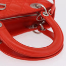 Christian Dior Lady Dior Canage Hand Bag Leather 2way Red Silver Auth ep16721V-7