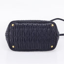 Miu Miu Hand Bag Leather 2way Navy Gold Tone Auth ep16722V-11