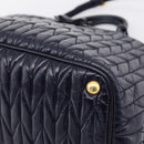 Miu Miu Hand Bag Leather 2way Navy Gold Tone Auth ep16722V-12