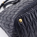Miu Miu Hand Bag Leather 2way Navy Gold Tone Auth ep16722V-13
