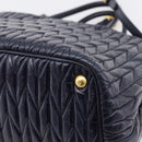 Miu Miu Hand Bag Leather 2way Navy Gold Tone Auth ep16722V-14