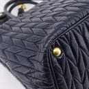 Miu Miu Hand Bag Leather 2way Navy Gold Tone Auth ep16722V-15