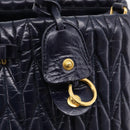 Miu Miu Hand Bag Leather 2way Navy Gold Tone Auth ep16722V-17