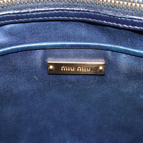 Miu Miu Hand Bag Leather 2way Navy Gold Tone Auth ep16722V