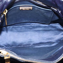 Miu Miu Hand Bag Leather 2way Navy Gold Tone Auth ep16722V-19