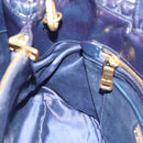 Miu Miu Hand Bag Leather 2way Navy Gold Tone Auth ep16722V-21