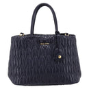 Miu Miu Hand Bag Leather 2way Navy Gold Tone Auth ep16722V-2