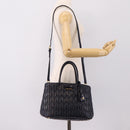 Miu Miu Hand Bag Leather 2way Navy Gold Tone Auth ep16722V-30
