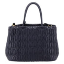 Miu Miu Hand Bag Leather 2way Navy Gold Tone Auth ep16722V-3