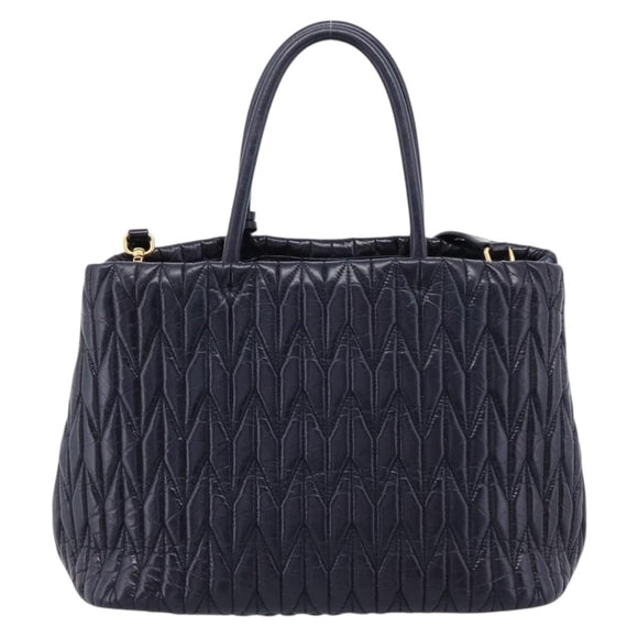Miu Miu Hand Bag Leather 2way Navy Gold Tone Auth ep16722V