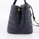Miu Miu Hand Bag Leather 2way Navy Gold Tone Auth ep16722V-4