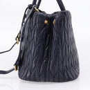 Miu Miu Hand Bag Leather 2way Navy Gold Tone Auth ep16722V-5