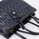 Miu Miu Hand Bag Leather 2way Navy Gold Tone Auth ep16722V-6