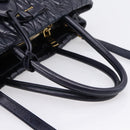 Miu Miu Hand Bag Leather 2way Navy Gold Tone Auth ep16722V-7
