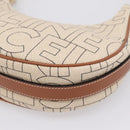 CELINE Medium Ava Shoulder Bag Canvas Beige Gold Tone Auth ep16729M-12