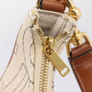 CELINE Medium Ava Shoulder Bag Canvas Beige Gold Tone Auth ep16729M-16