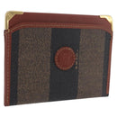 FENDI Pecan Card Case PVC Black Gold Tone Auth ep16739A-1