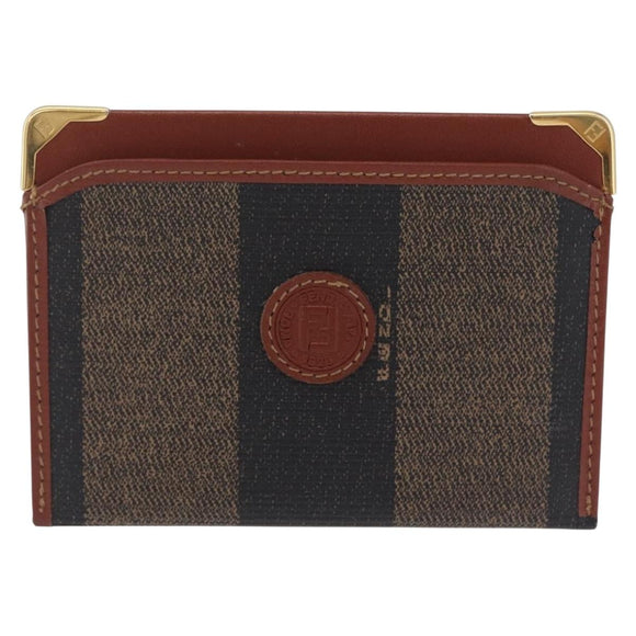 FENDI Pecan Card Case PVC Black Gold Tone Auth ep16739A
