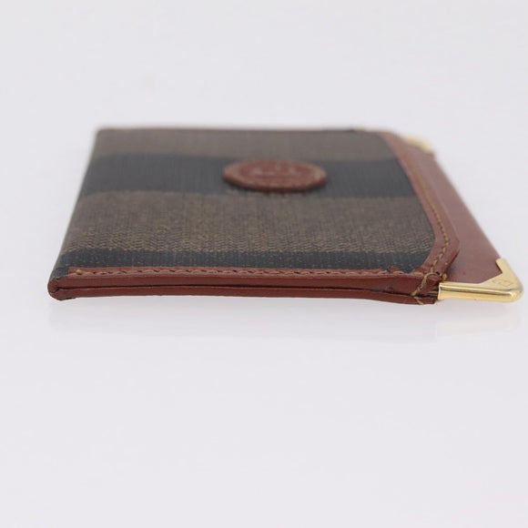 FENDI Pecan Card Case PVC Black Gold Tone Auth ep16739A