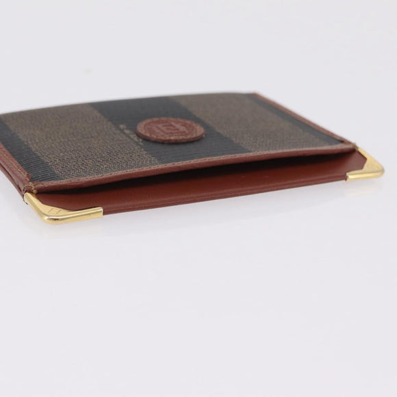 FENDI Pecan Card Case PVC Black Gold Tone Auth ep16739A