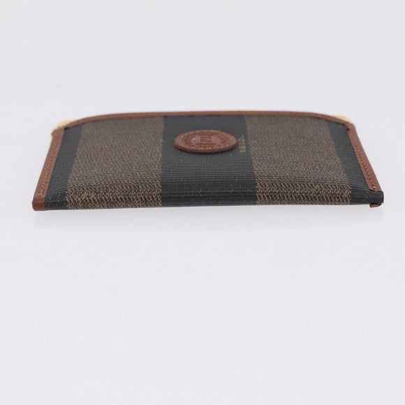 FENDI Pecan Card Case PVC Black Gold Tone Auth ep16739A