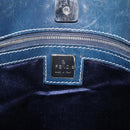 FENDI Zucchino Canvas Hand Bag Navy Silver Auth ep16741-15