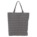 FENDI Zucchino Canvas Hand Bag Navy Silver Auth ep16741-2