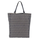 FENDI Zucchino Canvas Hand Bag Navy Silver Auth ep16741-3
