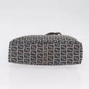 FENDI Zucchino Canvas Hand Bag Navy Silver Auth ep16741-9