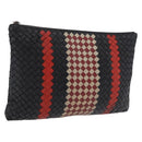 Bottega Veneta INTRECCIATO Clutch Bag Leather Black Red Auth ep16743-1