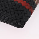 Bottega Veneta INTRECCIATO Clutch Bag Leather Black Red Auth ep16743-10