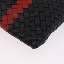 Bottega Veneta INTRECCIATO Clutch Bag Leather Black Red Auth ep16743-11