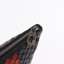 Bottega Veneta INTRECCIATO Clutch Bag Leather Black Red Auth ep16743-12
