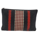 Bottega Veneta INTRECCIATO Clutch Bag Leather Black Red Auth ep16743-2