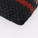 Bottega Veneta INTRECCIATO Clutch Bag Leather Black Red Auth ep16743-8